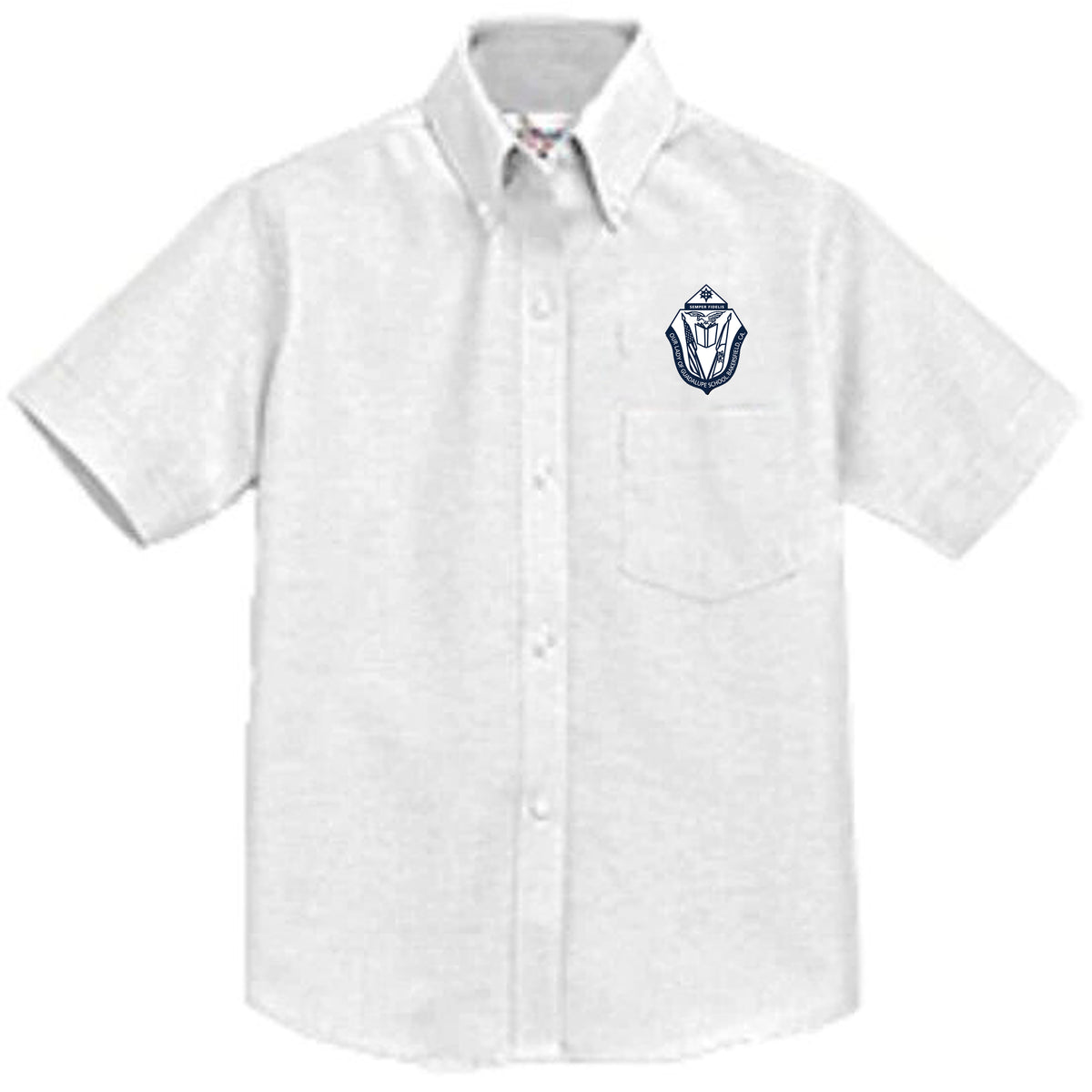 Boys Short Sleeve Oxford Shirt W Our Lady Of Guadalupe Embroidered Lo boys-short-sleeve-oxford-shirt-w-our-lady-of-guadalupe-embroidered-lo