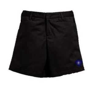 Girl's Flat Front Shorts with Embroidered Logo Grades K-12