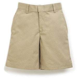 Boys Khaki Flat Front Twill Shorts Grades 9-12
