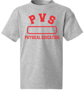 Grey Cotton PE Shirt w/ Palm Valley Red Heatseal Logo Grades 6-8