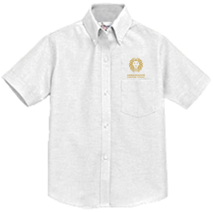 Short Sleeve Oxford Shirt w/Ambassador Christian School logo