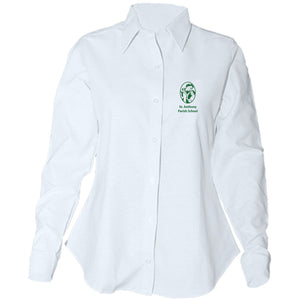 Women's Fitted Long Sleeve Oxford Shirt w/ St. Anthony Elementary Elementary logo
