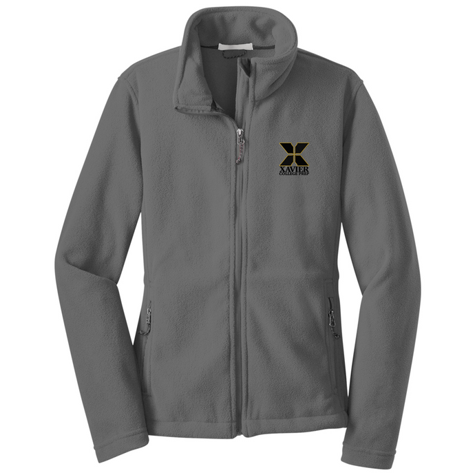 Womens Full Zip Fitted Polar Fleece w/Xavier Embroidered Logo Grades 9-12