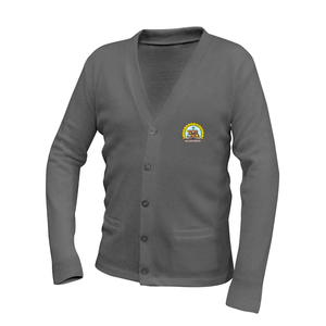 Gray Cardigan Sweater w/ The Academy Preschool Fiberlok Logo