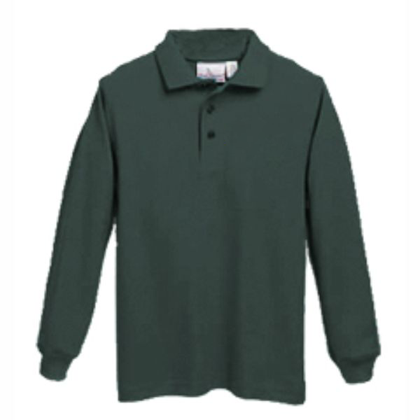 Basic Long Sleeve Green Knit Polo w/Carden Arbor View Fiberlok Logo Grades K-8