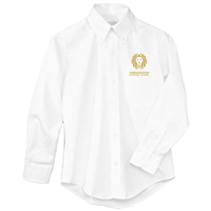 Long Sleeve Oxford Shirt w/Ambassador Christian School logo