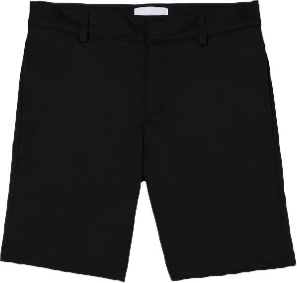 Boys Black Twill Flat Front Shorts