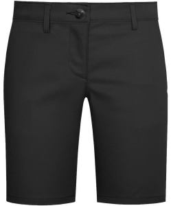 Girls Black Twill Flat Front Shorts