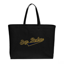 Load image into Gallery viewer, Black Wide Tote Bag w/ San Pedro Logo
