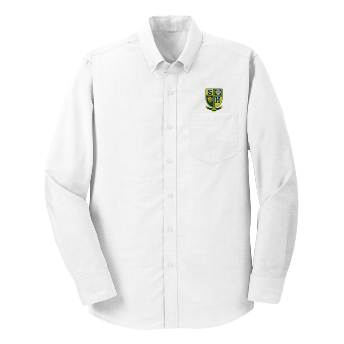 Boys Basic Long Sleeve Oxford Shirt w/ St. Hilary Embroidered Logo Mandatory for Mass Grades K-8