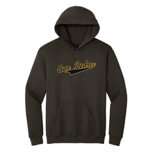 Load image into Gallery viewer, Brown Hooded Sweatshirt w/ Large San Pedro Logo
