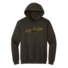 Load image into Gallery viewer, Brown Hooded Sweatshirt w/ Large San Pedro Logo
