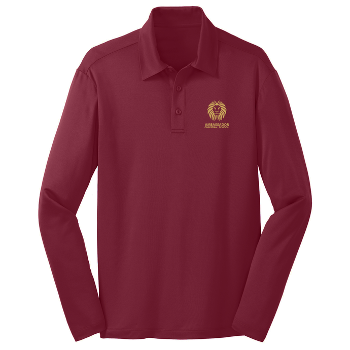 Basic Long Sleeve Knit Polo w/ Ambassador Christian School Embroidered Logo Grades 6-12