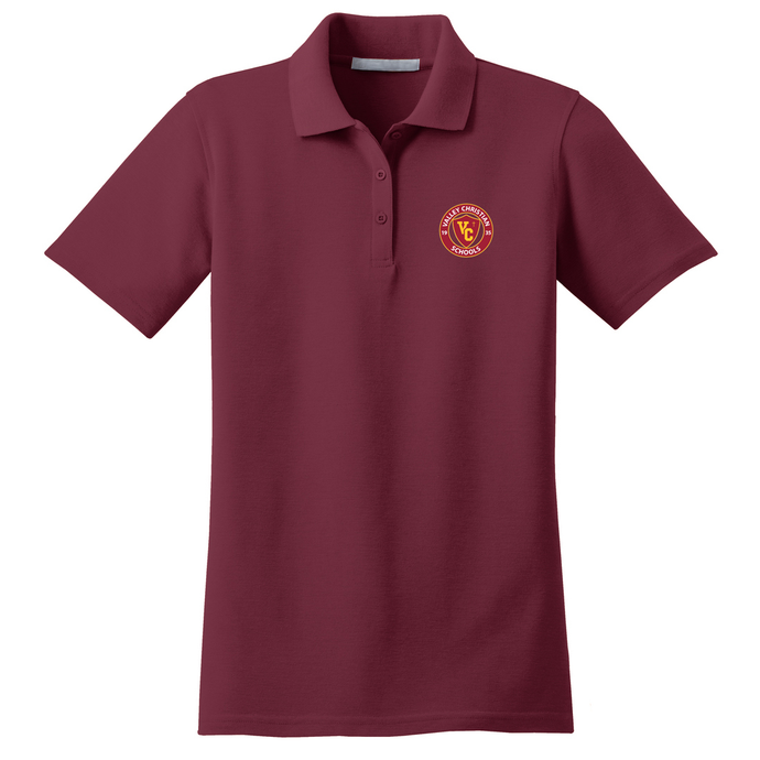 Girls Fitted Knit Polo w/Valley Christian Cerritos Fiberlock Logo