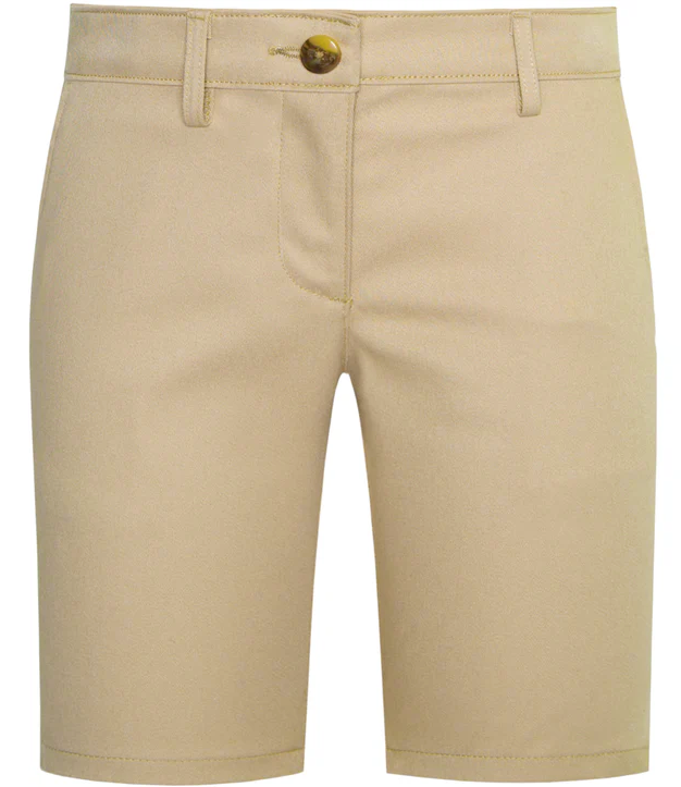 Girl's Khaki Twill Flat Front Shorts Grades K-6