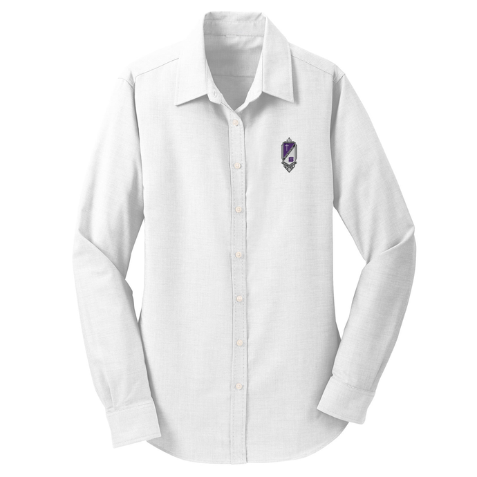 Womens Fitted Long Sleeve Oxford Shirt w/St. Anthony High Embroidered Logo Mandatory for Mass Grades 9-12