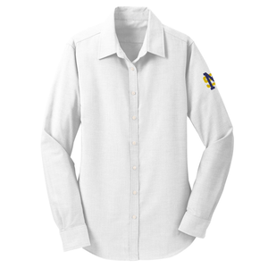 Women's Fitted Long Sleeve Oxford Shirt w/ Mary Star High Embroidered Logo Grades 9-12