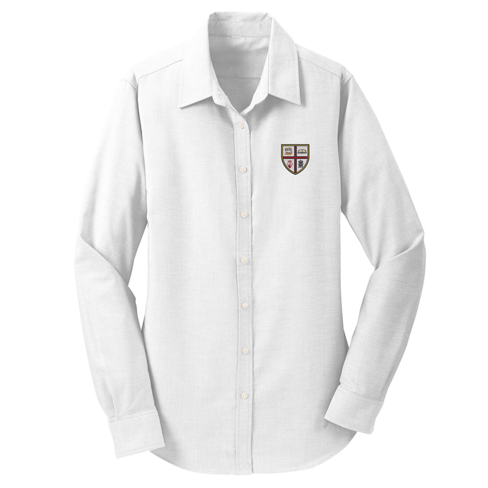 Girls Long Sleeve Oxford Shirt w/ Holy Innocents Fiberlok Academy Logo Mandatory Daily Grades 9-12