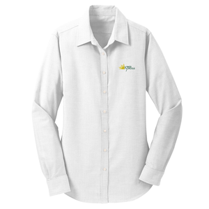 Girls Fitted Long Sleeve Oxford Shirt w/ Kings Embroidered Logo Optional for Dress Grades 6-8