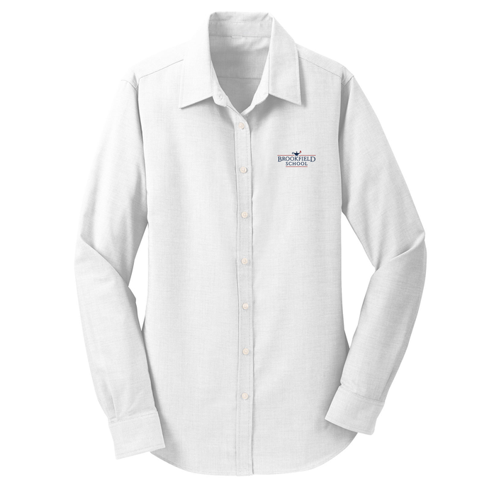 Women's Fitted Long Sleeve Oxford Shirt w/Brookfield Embroidered Logo Grades K-4