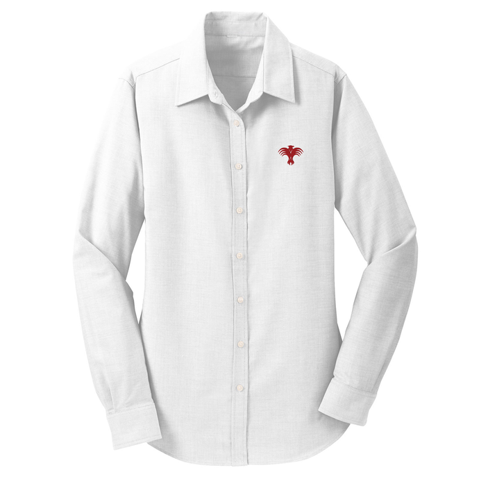 Women's Fitted Long Sleeve Oxford Shirt w/ Palm Valley Embroidered Logo Mandatory for Formal Dress Grades PK-12