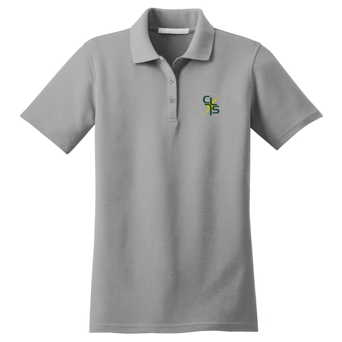 Girls Fitted Knit Polo w/ Christ Lutheran Embroidered Logo Grades K-8