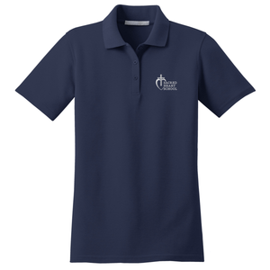Girls Fitted Knit Polo w/Sacred Heart Embroidered Logo Preschool