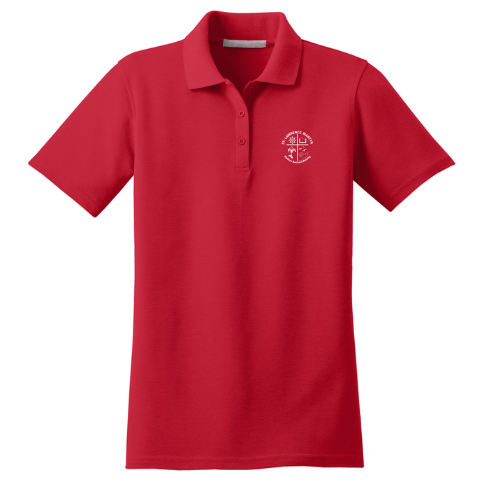 Girls Fitted Knit Polo w/St. Lawrence heat seal Logo Grades TK-8