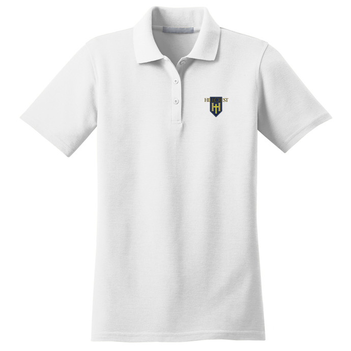 Girls Fitted Knit Polo w/ Hillcrest Embroidered Logo Grades K-12