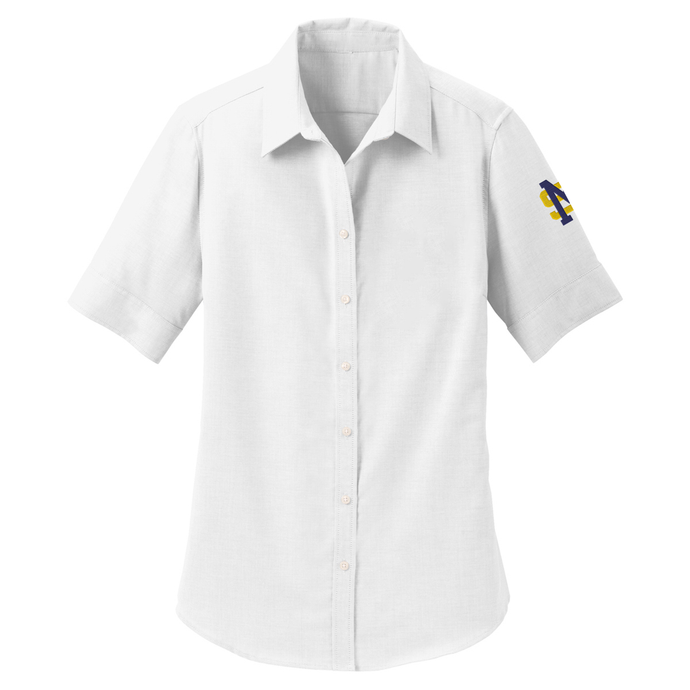 Women's Fitted Oxford Shirt w/ Mary Star High Embroidered Logo Grades 9-12