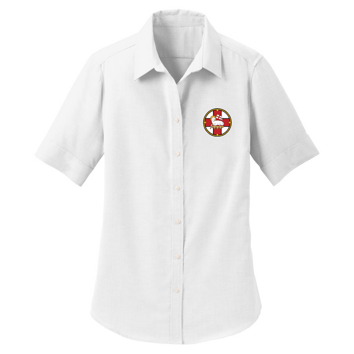 Womens Fitted Oxford Shirt w/ Holy Innocents Embroidered Logo Mandatory Daily Grades 5-12