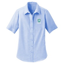 Load image into Gallery viewer, Girls Fitted Short Sleeve Oxford Shirt w/ The Academy of RB Fiberlok Logo
