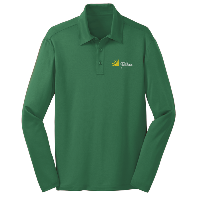 Basic Long Sleeve Green Knit Polo w/ Kings Embroidered Logo Grades K-8