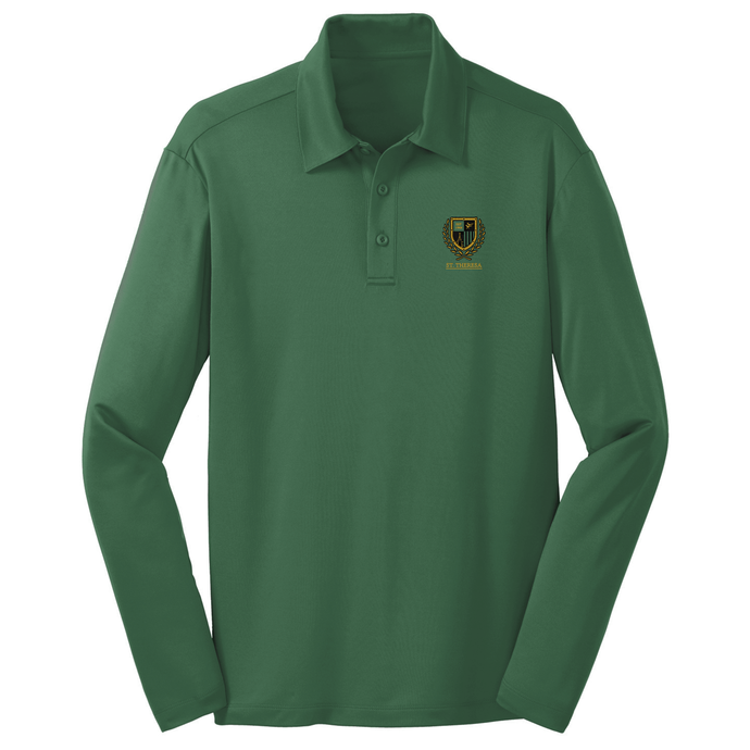 Basic Long Sleeve Knit Polo w/ St. Theresa Embroidered Logo Grades K-8