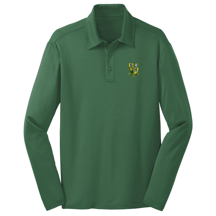 Basic Long Sleeve Knit Polo w/ St. Hilary Embroidered Logo Grades TK-8