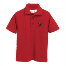 Load image into Gallery viewer, Knit Polo w/ embroidered St. John&#39;s Lutheran logo
