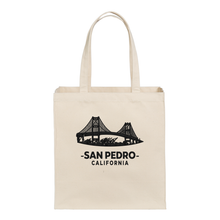 Load image into Gallery viewer, Khaki Tote Bag w/ San Pedro Skyline Logo
