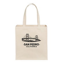 Load image into Gallery viewer, Khaki Tote Bag w/ San Pedro Skyline Logo
