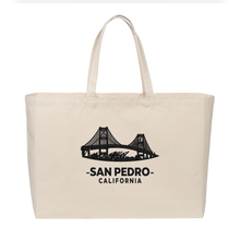 Load image into Gallery viewer, Khaki Wide Tote Bag w/ San Pedro Skyline Logo
