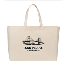 Load image into Gallery viewer, Khaki Wide Tote Bag w/ San Pedro Skyline Logo
