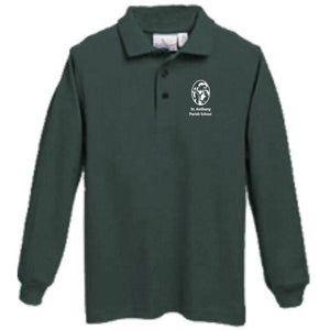 Long Sleeve Knit Polo w/ St. Anthony Elementary School logo