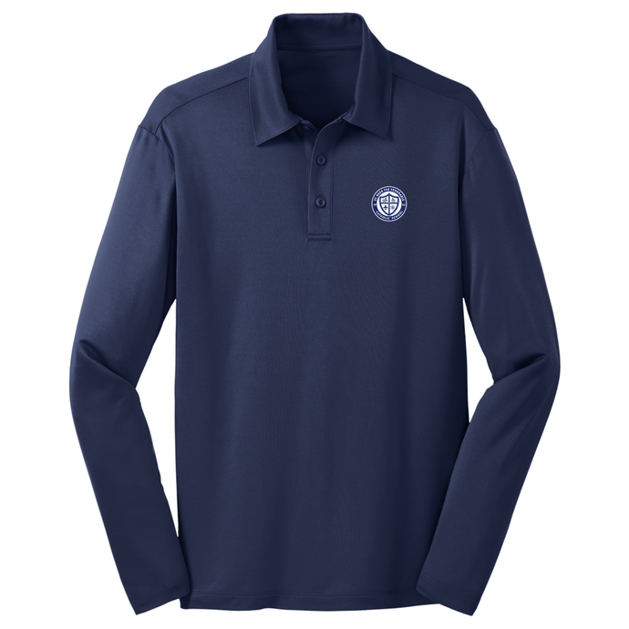 Girls Long Sleeve Knit Polo w/ St. Bede School Fiberlok Logo