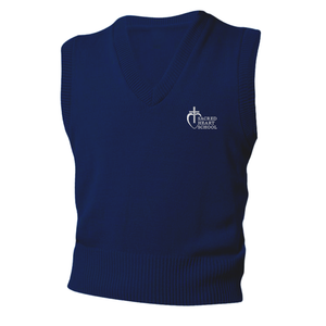 Navy Vest w/ Sacred Heart Embroidered Logo Grades 6-8