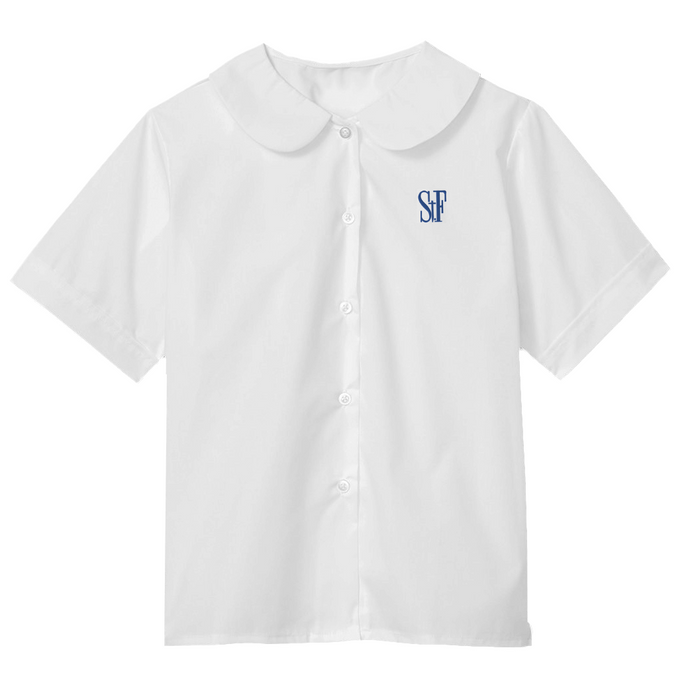 Girls White Peter Pan Blouse w/ St. Francis Embroidered Logo