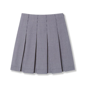 Navy Plaid Box Pleat Skirt