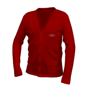Red Cardigan Sweater w/Brookfield Embroidered Logo Grades K-4
