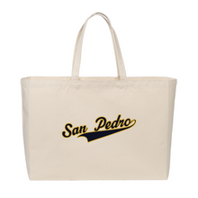Load image into Gallery viewer, Khaki Wide Tote Bag w/ San Pedro Logo
