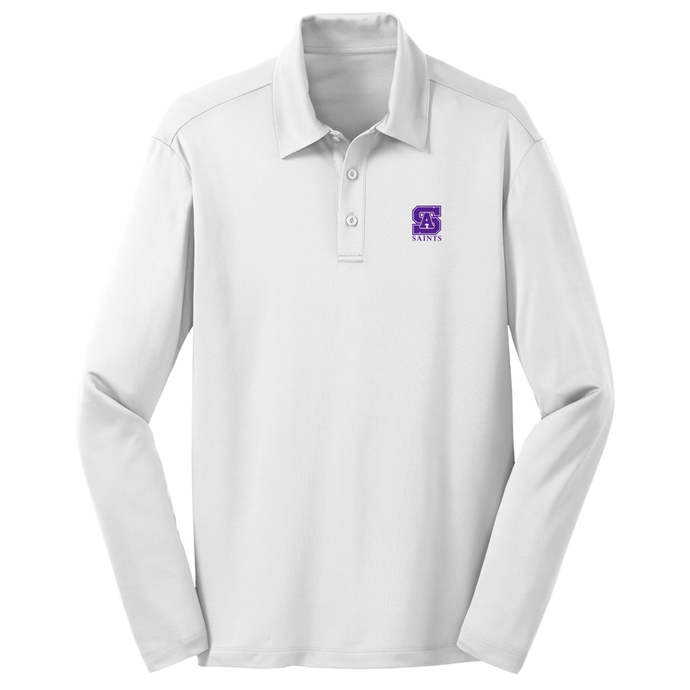 Basic Long Sleeve Knit Polo w/ St. Anthony High Heatseal Logo Grades 9-12