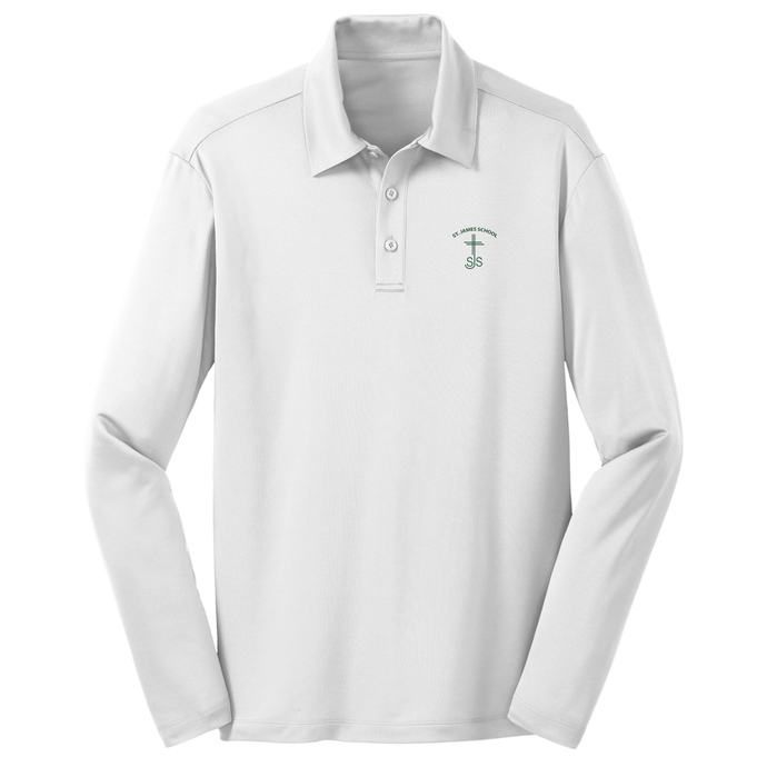 Long Sleeve Knit Polo w/ St. James Heatseal Logo