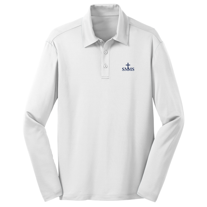 Basic Long Sleeve Knit Polo w/ St. Margaret Mary Embroidered Logo Grades TK-8